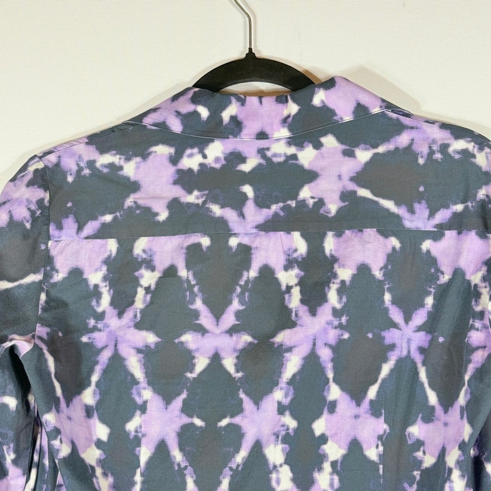 Lafayette 148 Womens 2 Purple Black Cotton Blend Button Down Shirt Top‎ Career - Picture 5 of 7